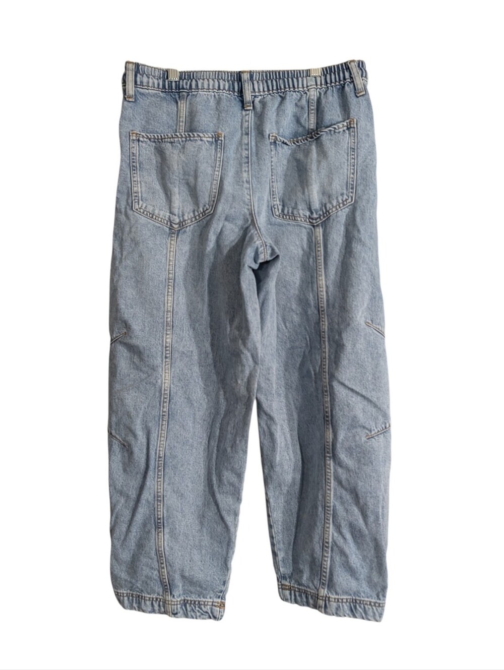 Scoop Barrel Leg Jeans Women's Medium (8/10) Light Wash Pull-On Drawstring Denim - Picture 5 of 8